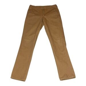 Epaulet Rivet Chino Pants Mens 32x33 Brown Duck Canvas Cotton Slim Made in USA